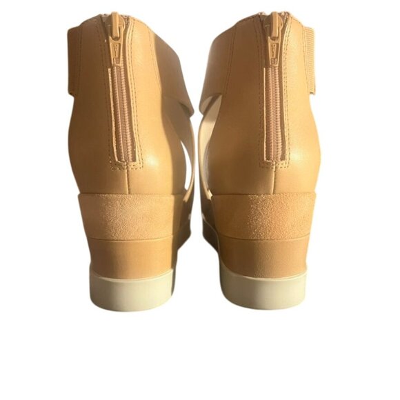 Ecco Womens Tan Leather Wedge Sandals Sz 40/9.5 w/ Zipper Cushioned Comfort NIB - Picture 5 of 8